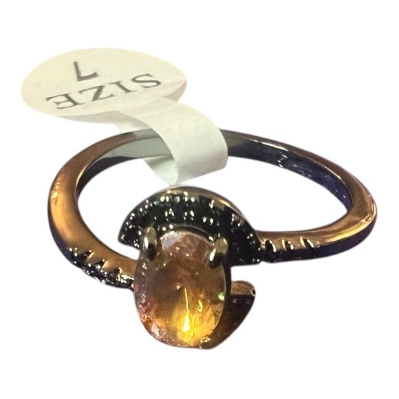 Fragrant Jewels Black & Gold Ring With Orange Gemstone Size 7 NEW with Tag - Picture 2 of 5